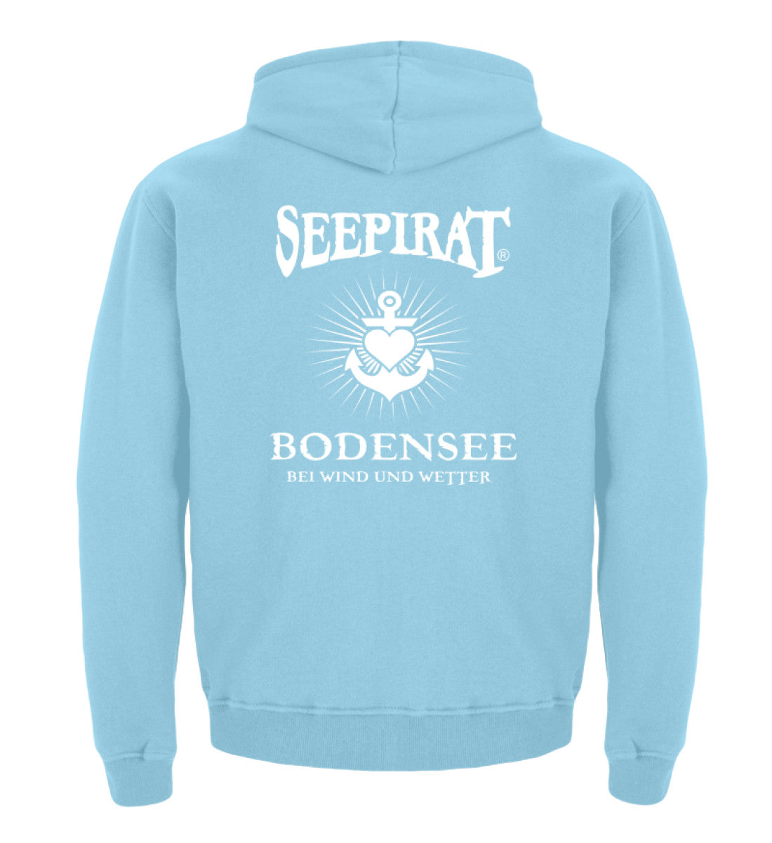 Seepirat Bodensee Hoodie Rückenmotiv Jungs blau Anker Bodensee bei Wind und Wetter