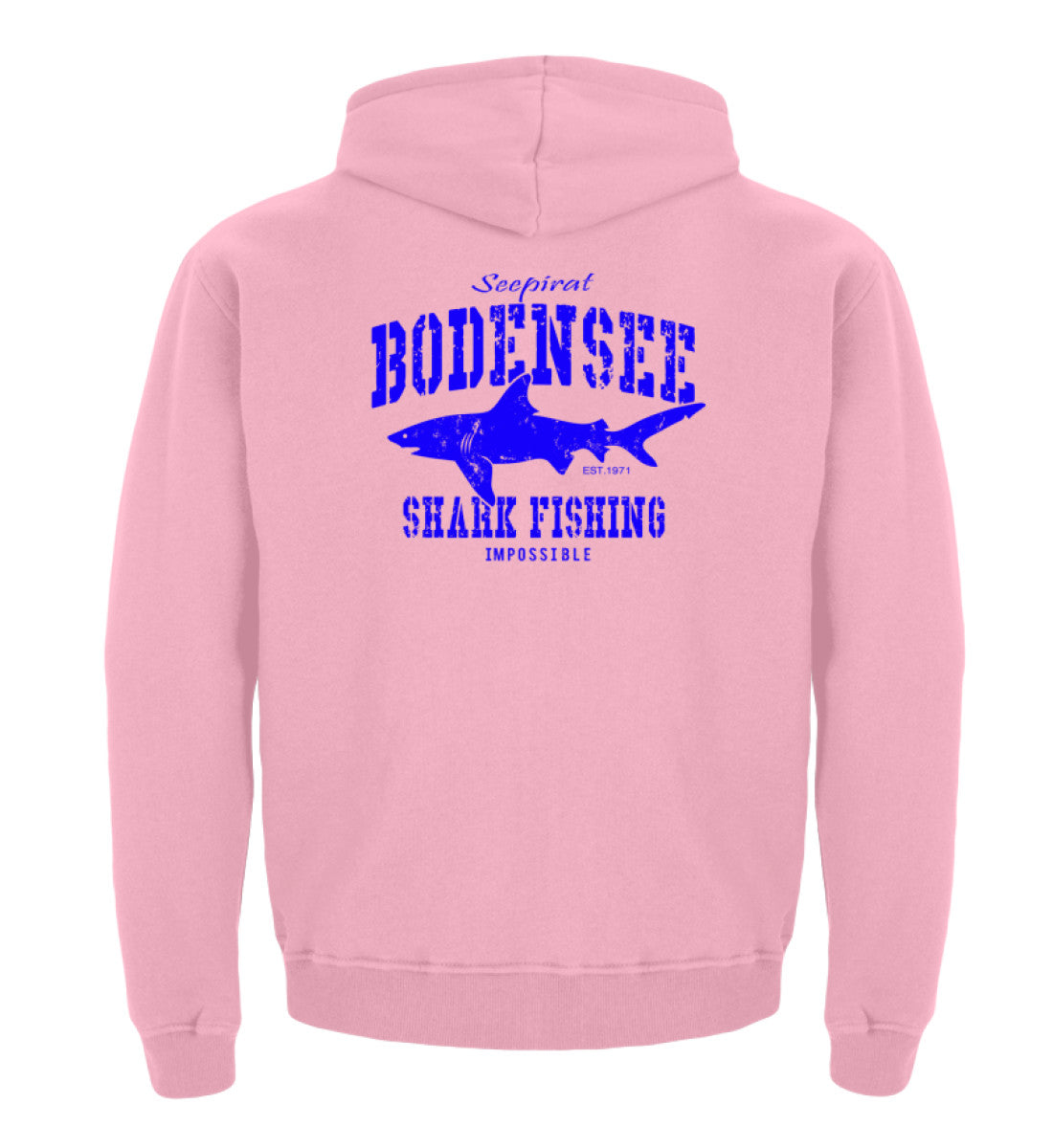 Seepirat Bodensee Shark Fishing Haie im See Kinder Hoodie Angeln im Bodensee pink
