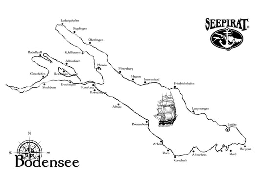 Karte vom Bodensee powered by Seepirat