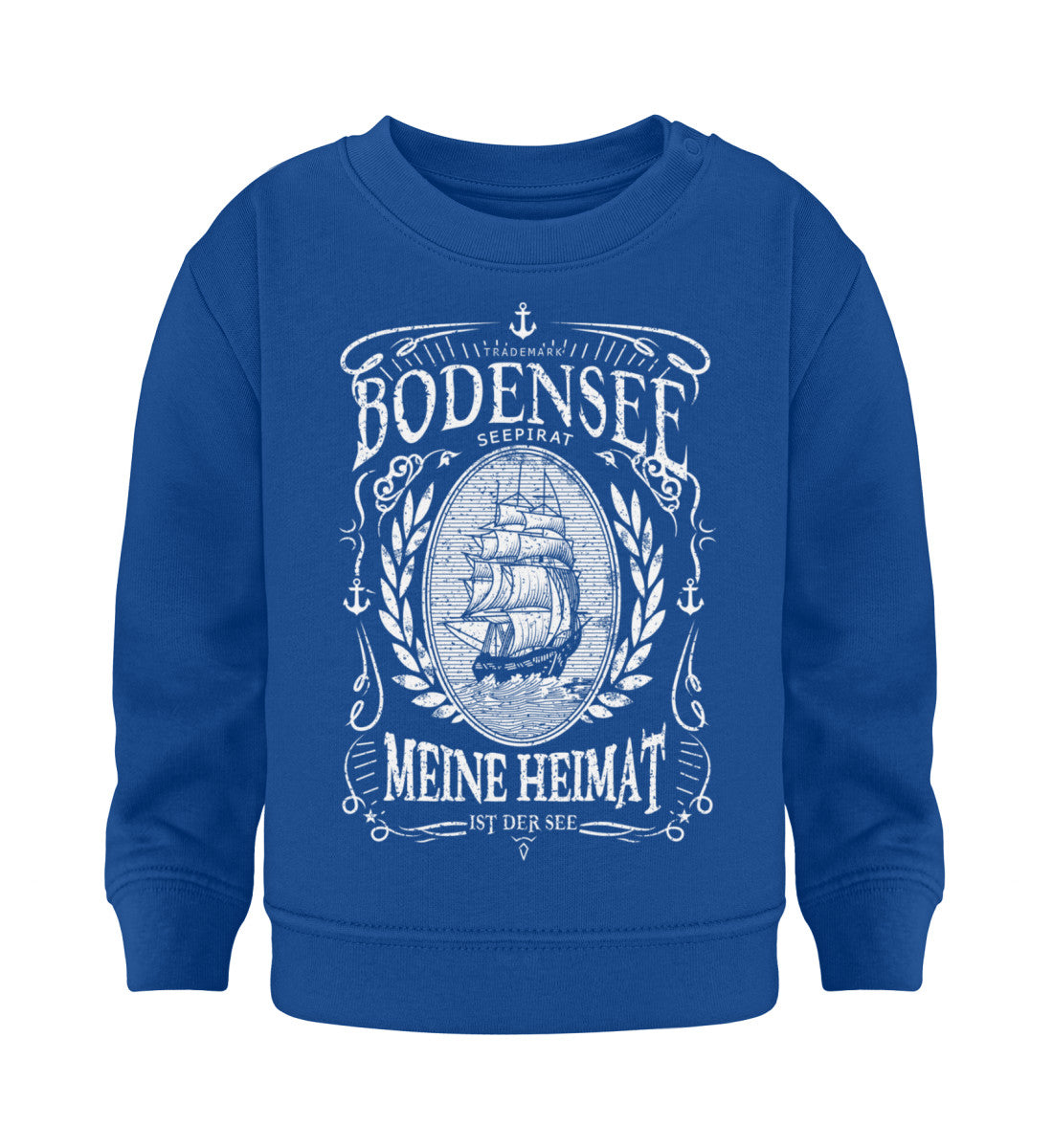 blauer Baby Pullover mit Segelschiff Bodensee