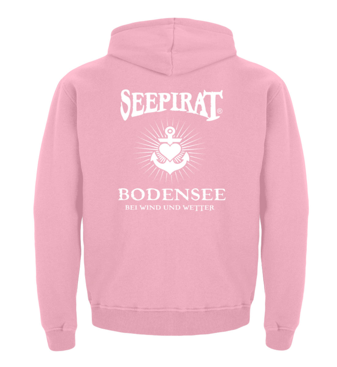 Seepirat Bodensee Hoodie Rückenmotiv Mädchen pink Anker Bodensee bei Wind und Wetter
